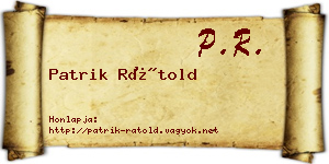 Patrik Rátold névjegykártya
